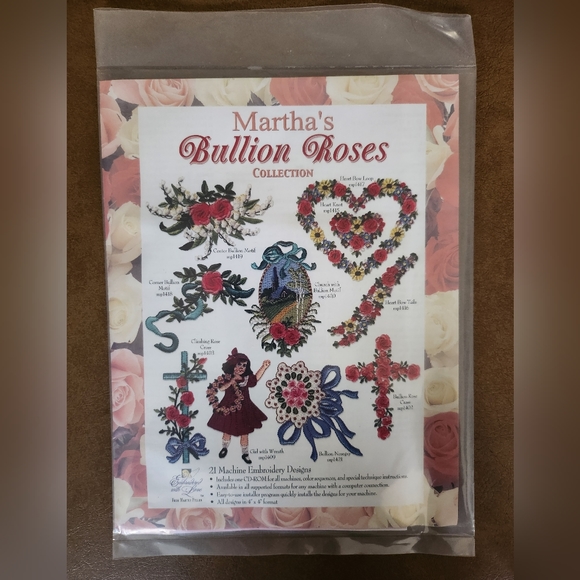Martha's CD Bullion Rose's Collection 21 Machine Embroidery Designs - Picture 2 of 5